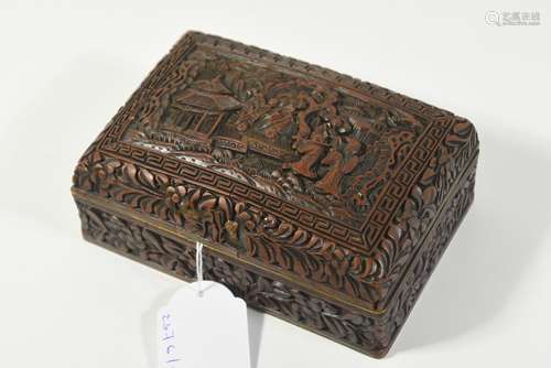 Boîte en laque de Chine marquée Quianlong (14 x 9 x 5cm)