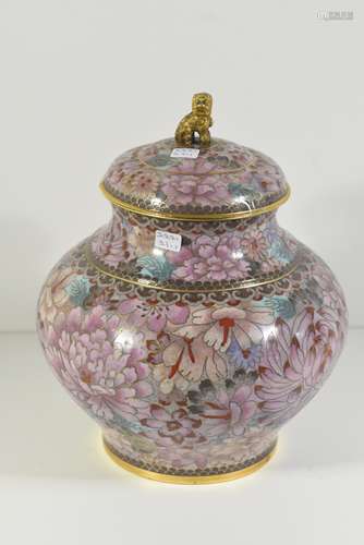 Pot couvert en cloisonné asiatique (Ht.27cm)