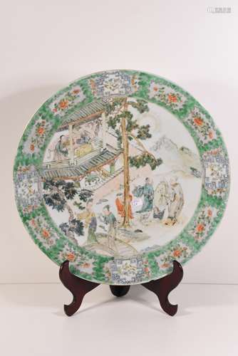 Grand plat en porcelaine de Chine (1 éclat et 1 cheveu) Ø 42cm