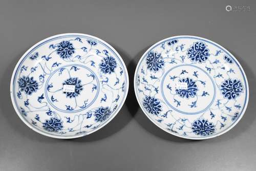 Paire d'assiettes en porcelaine de Chine, 19ème siècle (H:18cm)