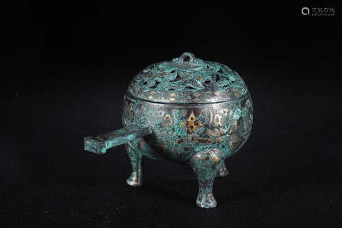 SILVER WITH GOLD BEAST PATTERN CENSER