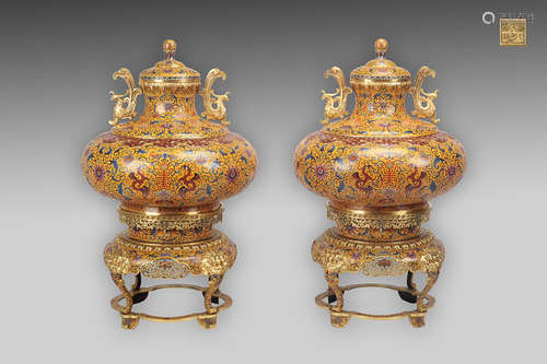 CLOISONNE ZUN VASE IN PAIRS