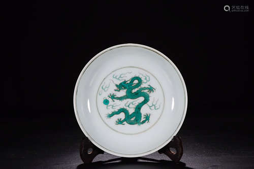 YONGZHENG MARK GREEN GLAZE PLATE