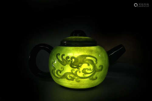 HETIAN GREEN JADE TEAPOT