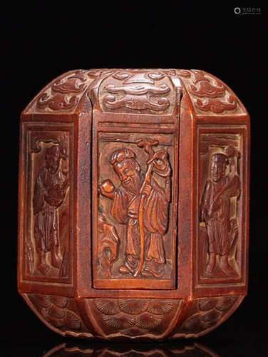 A HUANGYANG WOOD CARVING HEXAGONAL INCENSE HOLDER