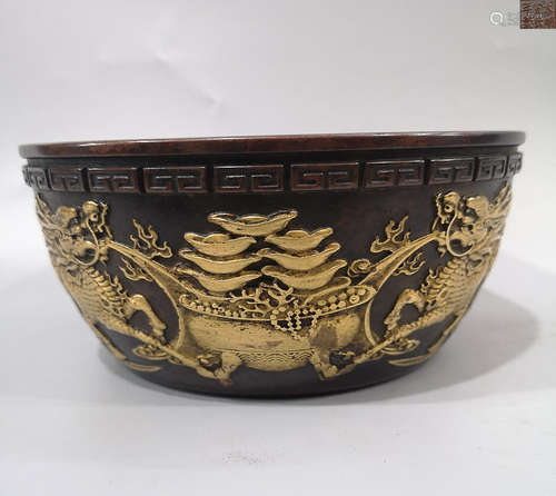 A GILT BRONZE QILIN CORNUCULA CENSER