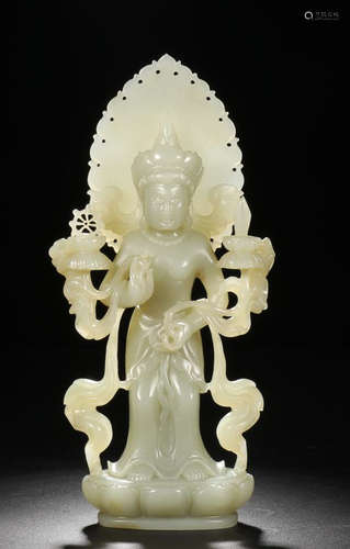 A HETIAN JADE GUANYIN ORNAMENT