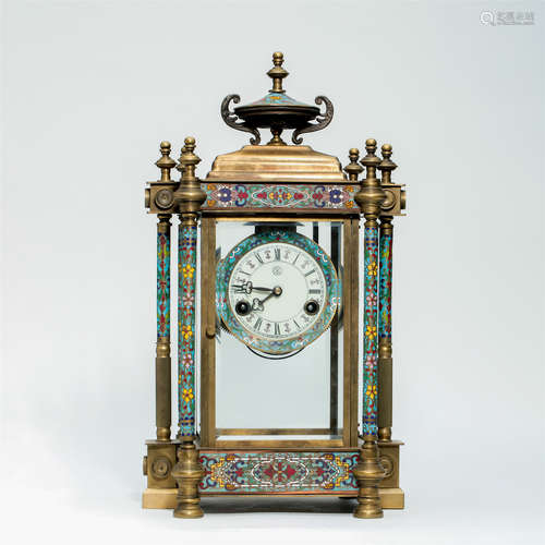 CHINESE ENAMEL TABLE CLOCK