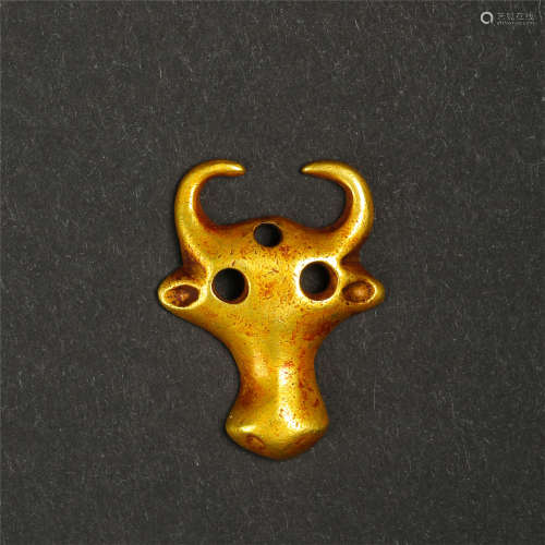 CHINESE PURE GOLD OX HEAD HAN DYNASTY