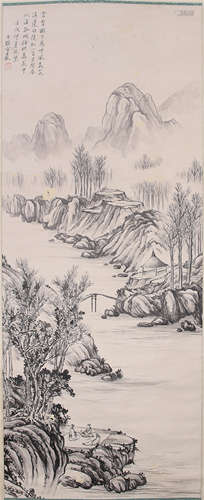 CHINESE SCROLL PAINTING OF RIVER VIEWS