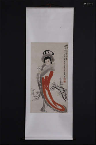 CHINESE SCROLL PAINTING OF BEAUTY