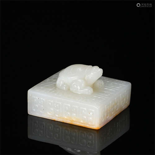 CHINESE WHITE JADE TURTLE SEAL