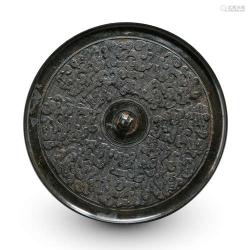 CHINESE BRONZE ROUND CLOUD MIRROR HAN DYNASTY