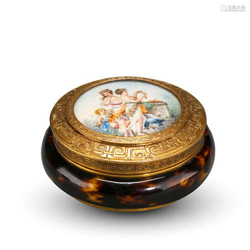 CHINESE GILT BRONZE ENAMEL SHELL LIDDED BOX