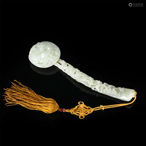 CHINESE WHITE JADE RUYI SCEPTER