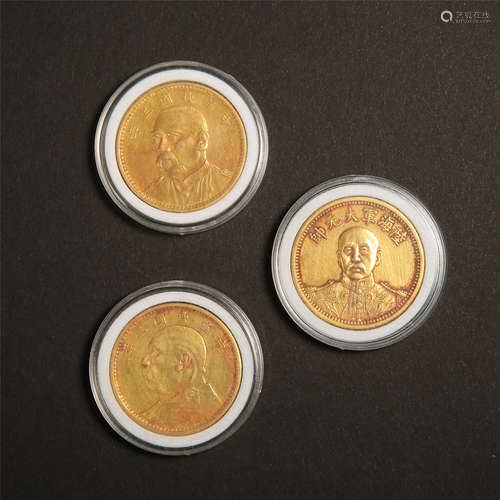 THREE CHINESE PURE GOLD COINS REPUBLIC PERIOD