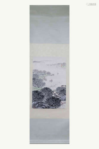 CHINESE SCROLL PAINTING OF RIVER VIEWS