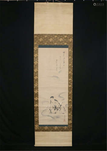 CHINESE SCROLL PAINTING OF SEATED MAN