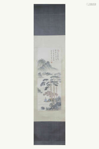 CHINESE SCROLL PAINTING OF MOUNTAIN VIEWS