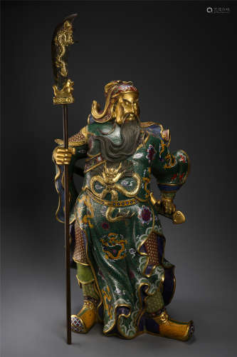 CHINESE CLOISONNE STANDING WARRIOR