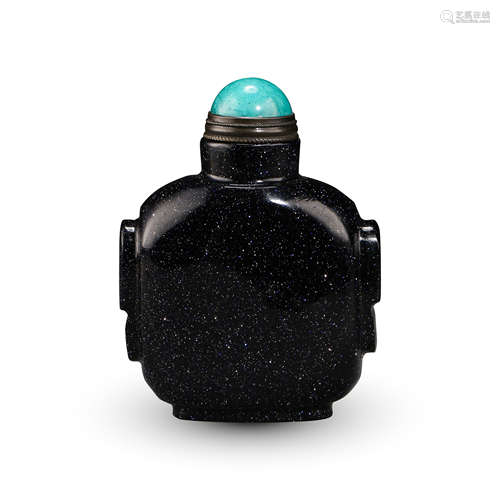 CIHNESE BLACK PEKING GLASS SNUFF BOTTLE