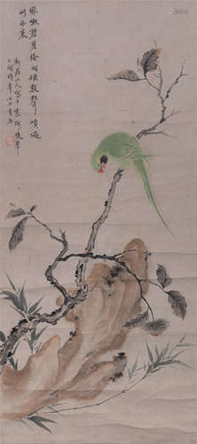 CHINESE SCROLL PAINTING OF BRID ON TREE