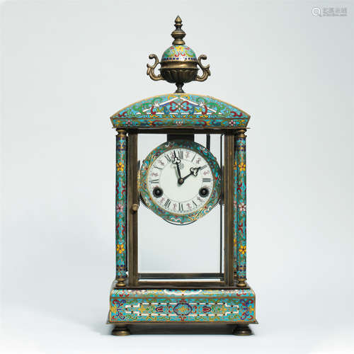 CHINESE ENAMEL TABLE CLOCK