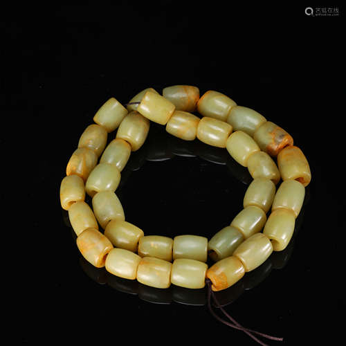 CHINESE ANCIENT JADE BEAD NECKLACE HONGSHAN PERIOD