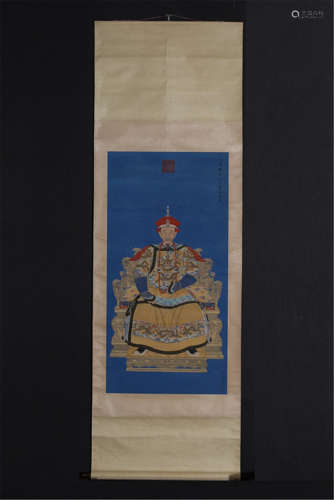 CHINESE SCROLL PAINRING OF SEATED EMPIRE