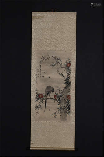 CHINESE SCROLL PAINTING OF BIRD AND FLOWER