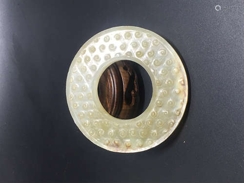 CHINESE WHITE JADE ROUND PLAQUE