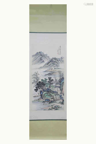 CHINESE SCROLL PAINTING OF MOUNTAIN VIEWS