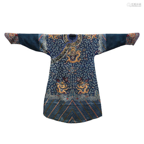 CHINESE BLUE EMBROIDERY KESI DRAGON IMPERIAL ROBE