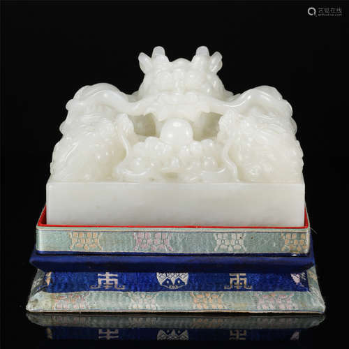 CHINESE WHITE JADE DRAGON SEAL