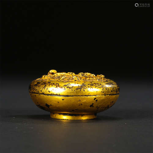 CHIENSE GILT BRONZE PHOENIX LIDDED ROUND BOX