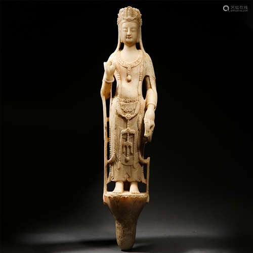 CHINESE WHITE MARBLE STANDING GUANYIN SUI DYNASTY