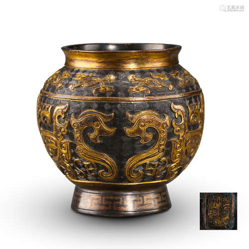 CHINESE GILT BRONZE DRAGON VASE