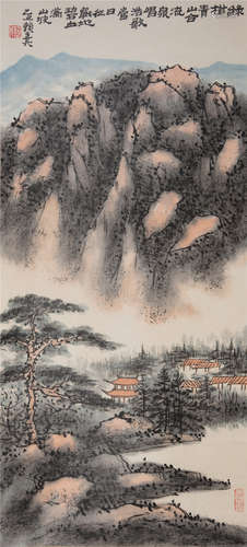 CHINESE SCROLL PAINTING OF MOUNTAIN VIEWSSSSS