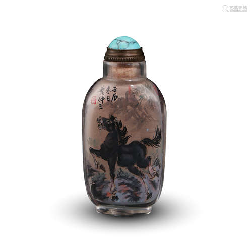 CHINESE ROCK CRYSTAL INSIDE PAINTED SNUFF BOTTLE