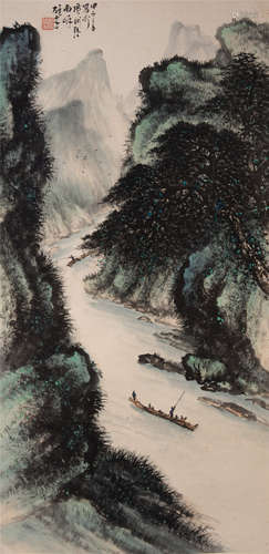 CHINESE SCROLL PAINTING OF MOUNTAIN VIEWS