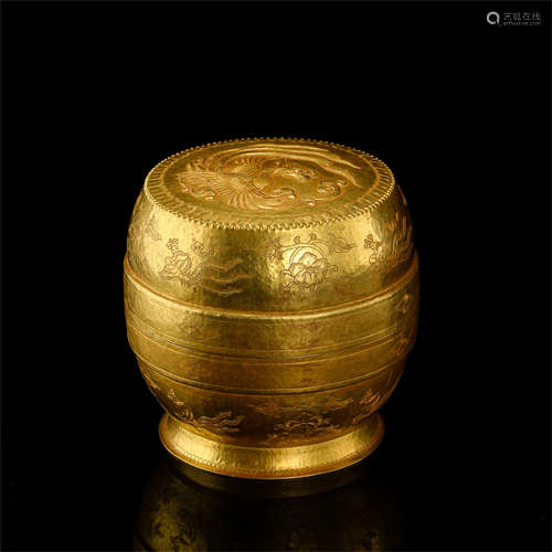 CHINESE PURE GOLD PHOENIX LIDDED BOX