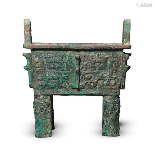 CHINESE ANCIENT BRONZE SQUARE DING WARRING PERIOD