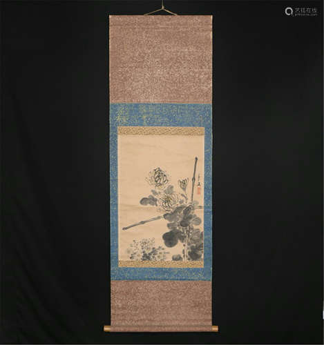 CHINESE SCROLL PAINRING OF FLOWER