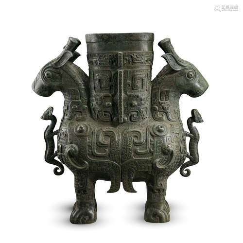 CHINESE ANCIENT BRONZE BEAST FOUR FEET CENSER