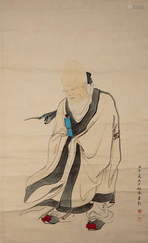 CHINESE SCROLL PAINTING OF OLD MAN