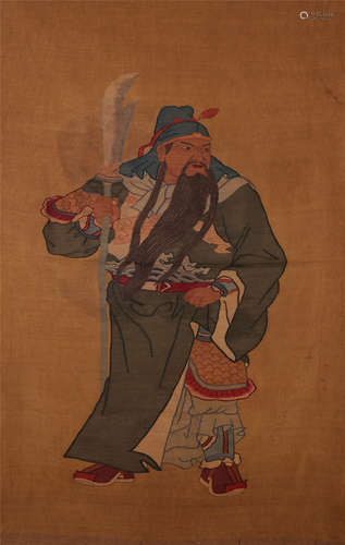 CHINESE EMBROIDERY KESI TAPESTRY OF WARRIOR