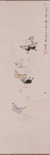 CHINESE SCROLL PAINTING OF BUTTERFLY