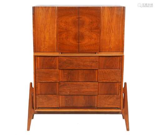 Attrb to Edmond Spence Walnut 2 Piece Dresser