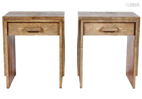 Pair of R & Y Augousti Shagreen Side Tables