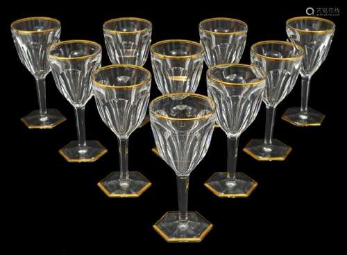 10 Baccarat Goblets in Harcourt Pattern